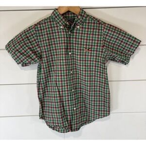 American Living Button Down Collared Shirt Red Green Plaid Youth Size 7